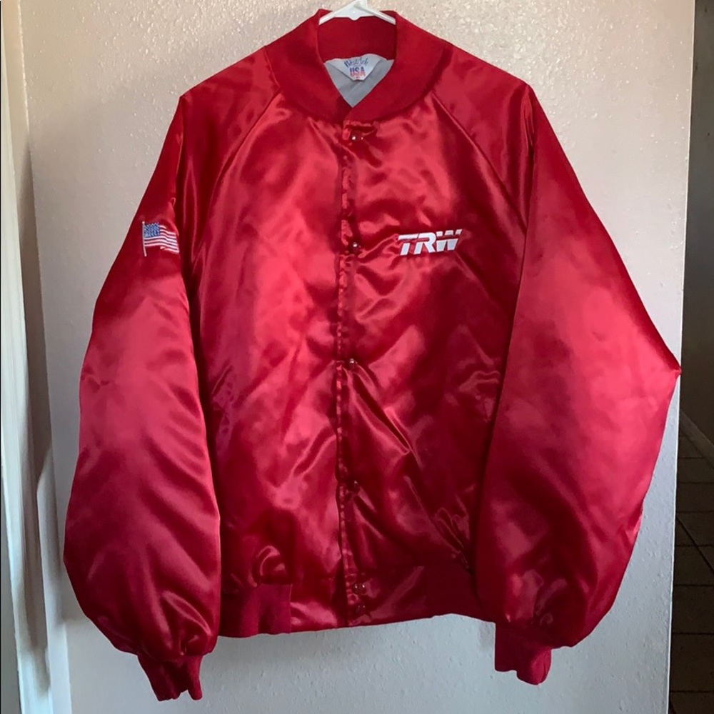 Vintage Bomber Jacket - Embroid. USA Flag,TRW Logo
